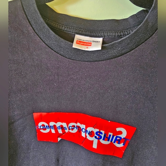 Supreme x CDG Comme Des Garçons crumpled box logo tee shirt - Picture 4 of 10